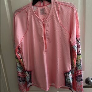 Lucky in Love Pink Geometric Long-Sleeve Top